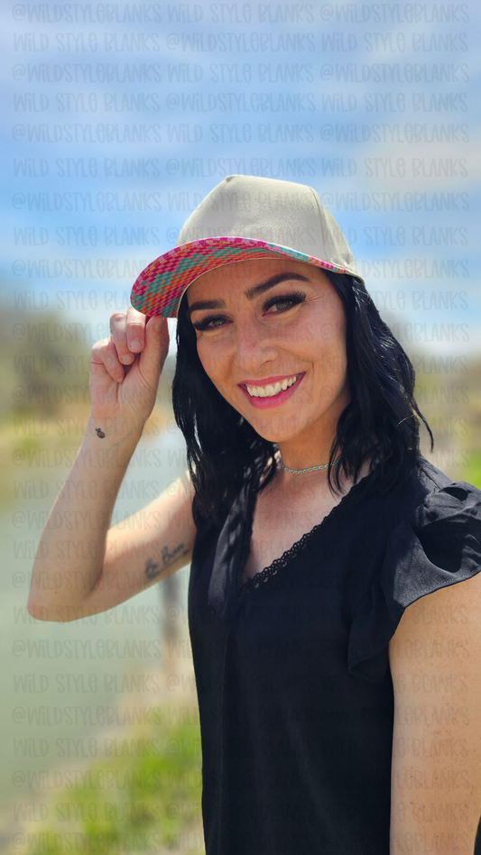 Bright Checkered Blank Trucker Hat