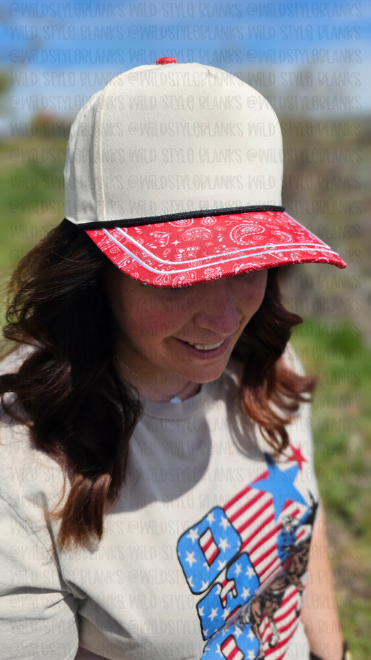 Red Bandana Blank Trucker Hat