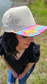 Bright Checkered Blank Trucker Hat