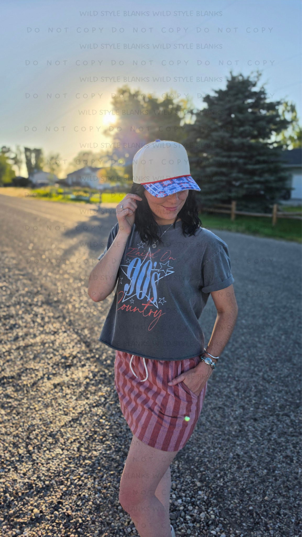 Red, White, & Quilted Blank Trucker Hat