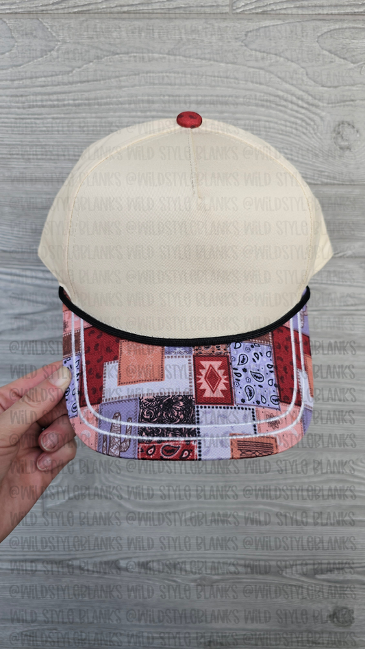 Western Patchwork Blank Trucker Hat