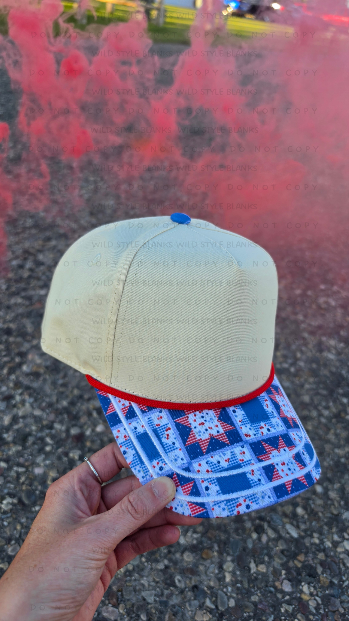 Red, White, & Quilted Blank Trucker Hat