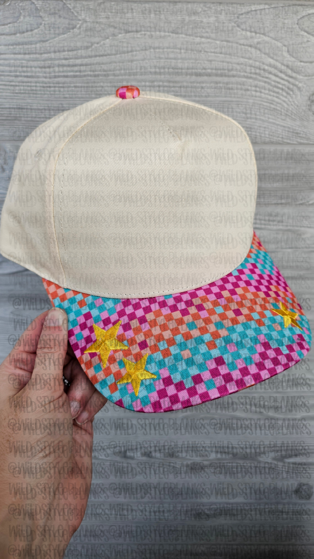 Bright Checkered Blank Trucker Hat