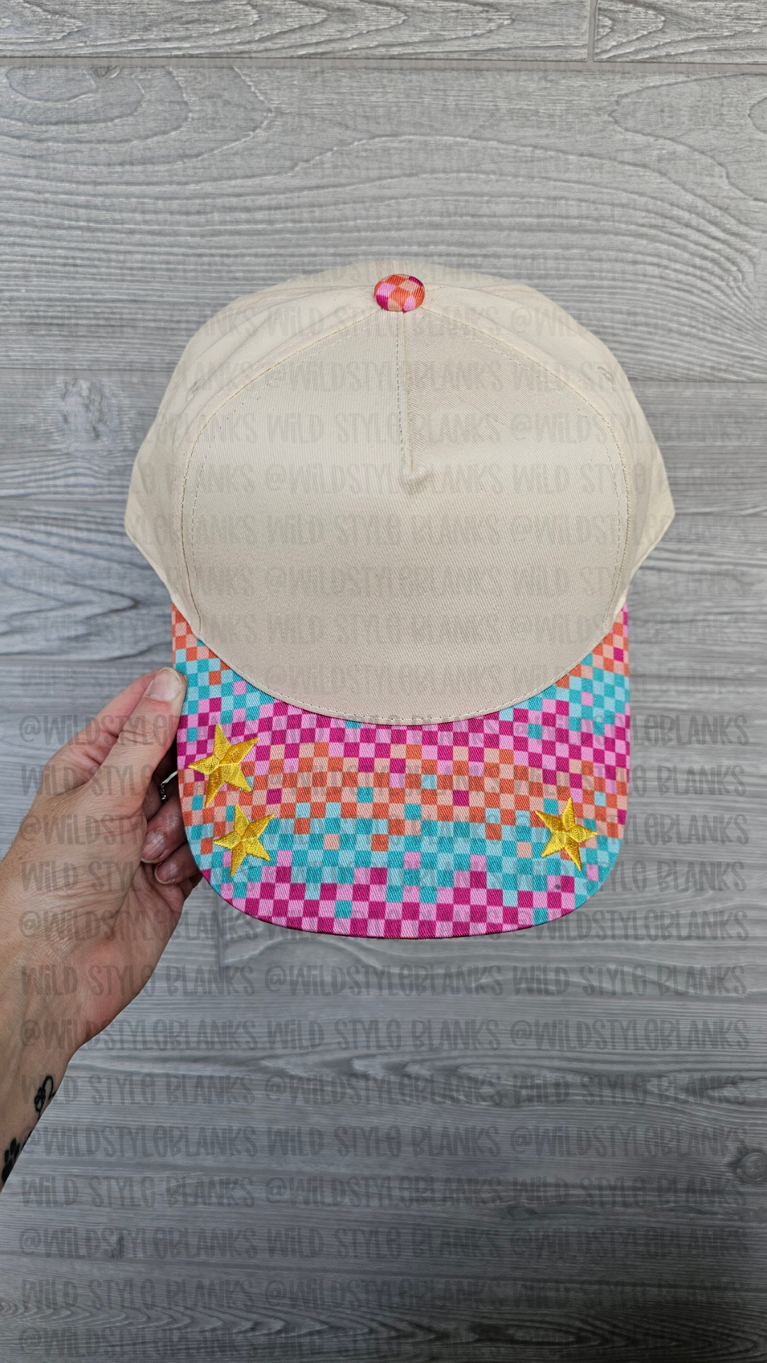 Bright Checkered Blank Trucker Hat