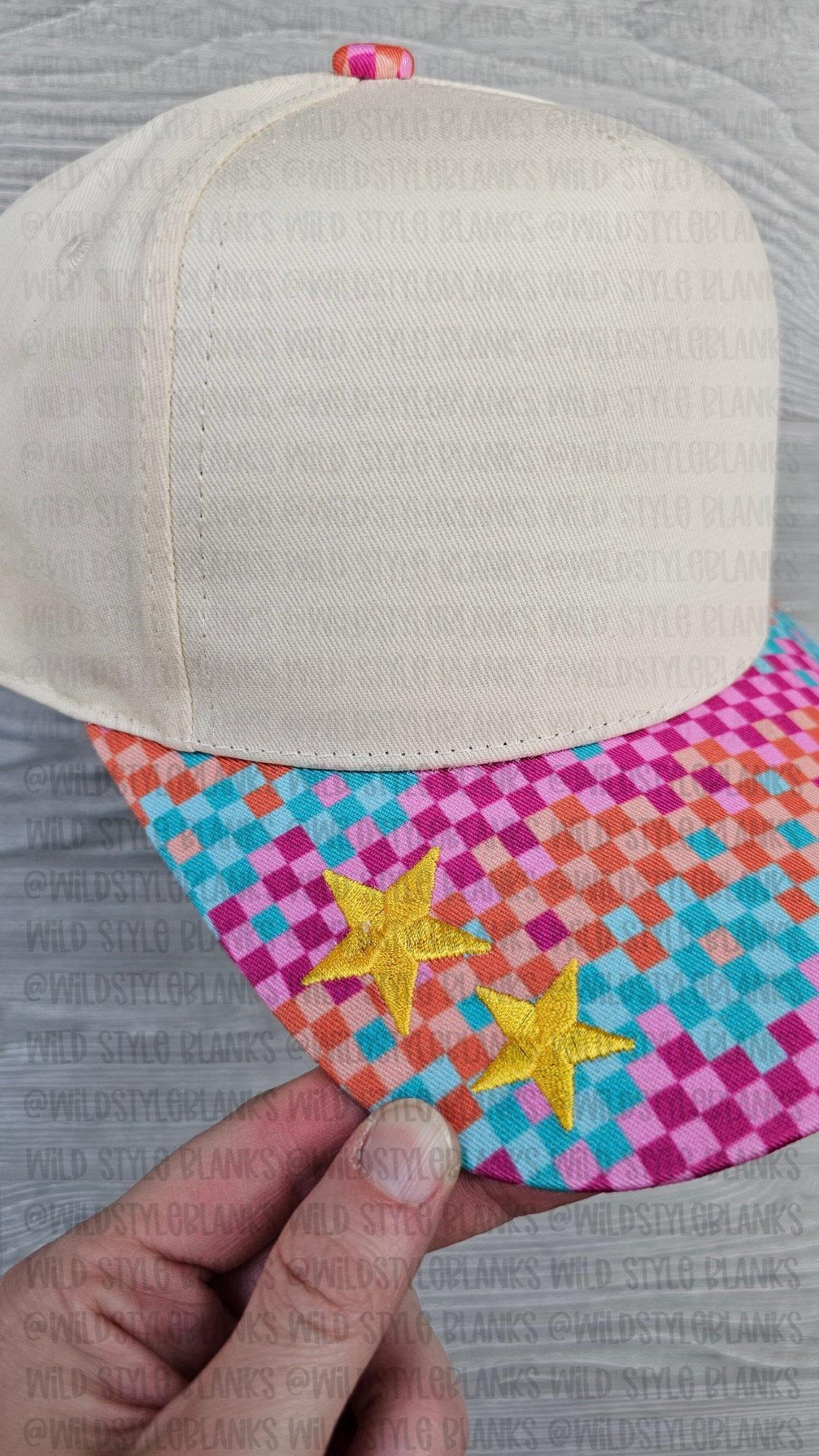 Bright Checkered Blank Trucker Hat