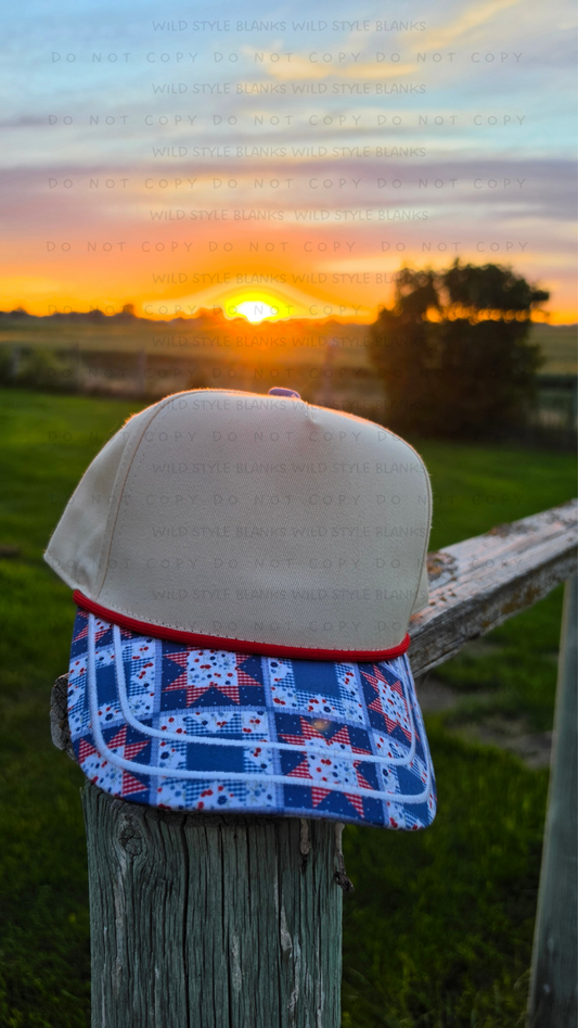 Red, White, & Quilted Blank Trucker Hat