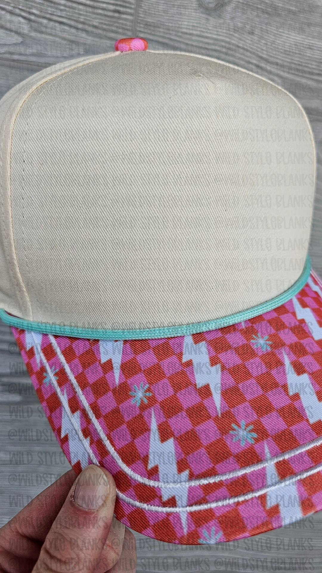 Checkered Lightning Blank Trucker Hat