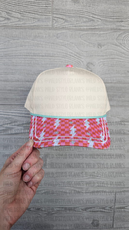 Checkered Lightning Blank Trucker Hat