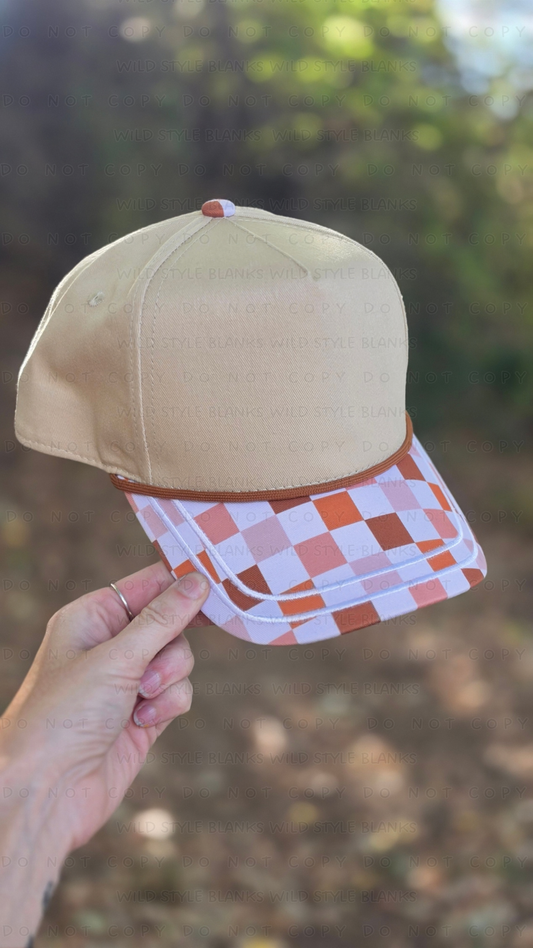 Fall Checkered Blank Trucker Hat