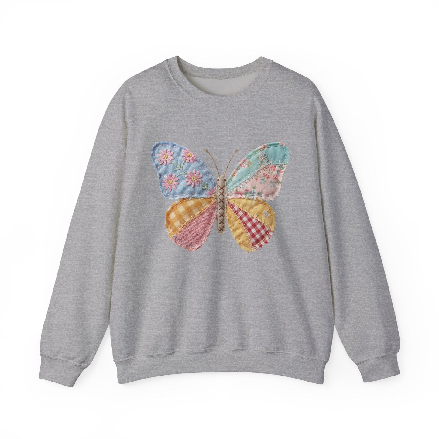 Butterfly Patchwork Crewneck Sweatshirt