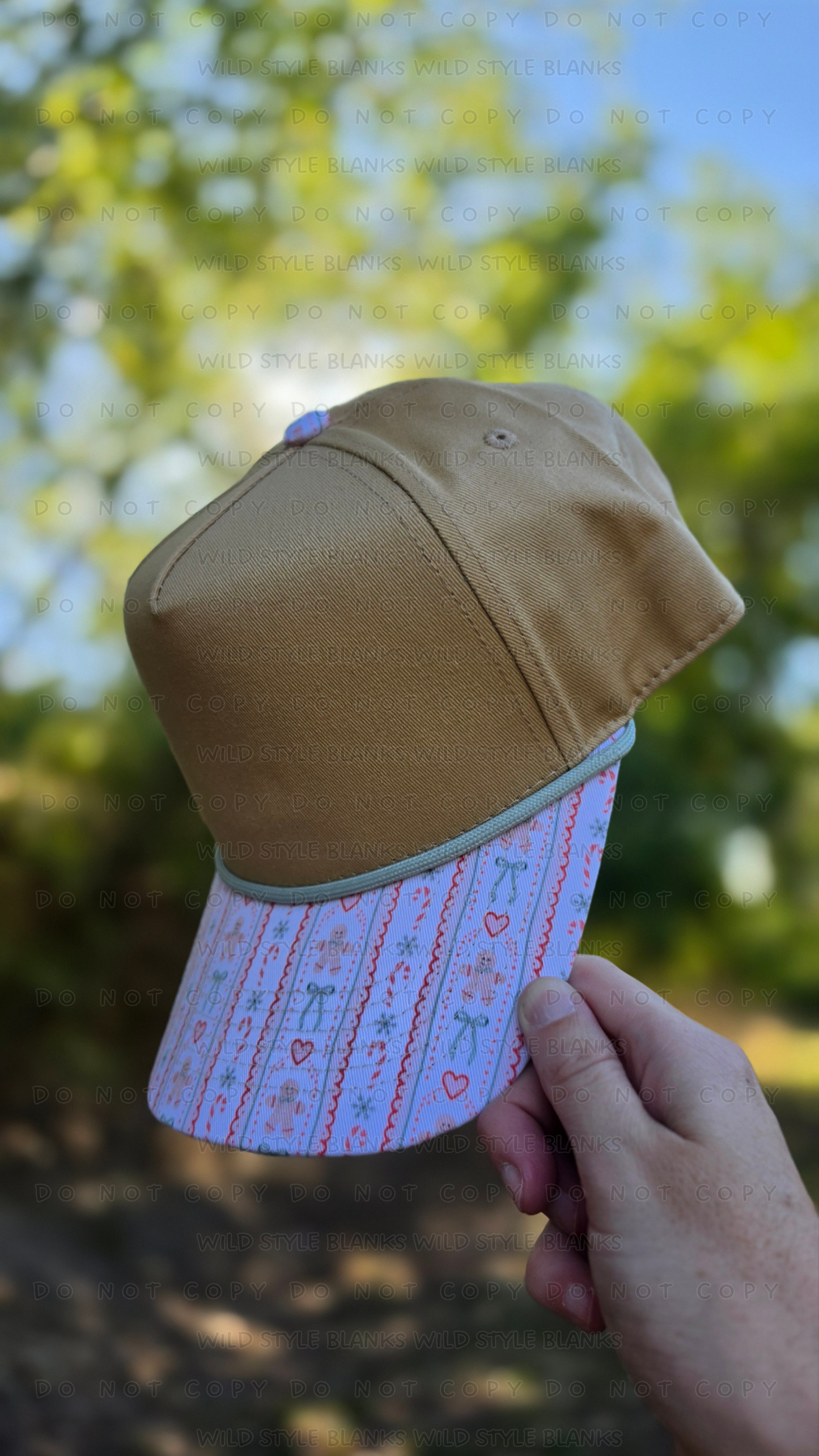 Gingerbread Striped Blank Trucker Hat