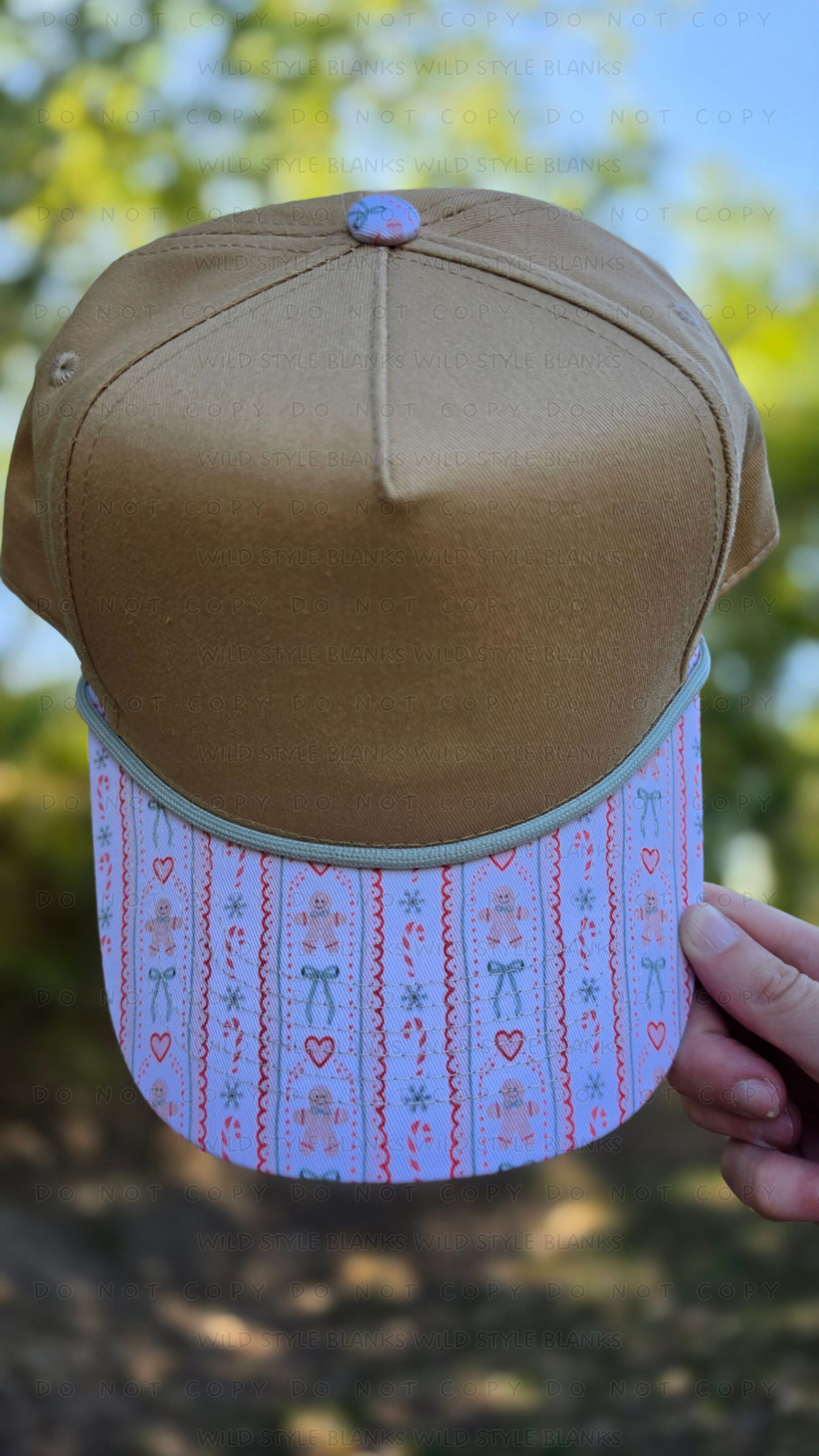 Gingerbread Striped Blank Trucker Hat