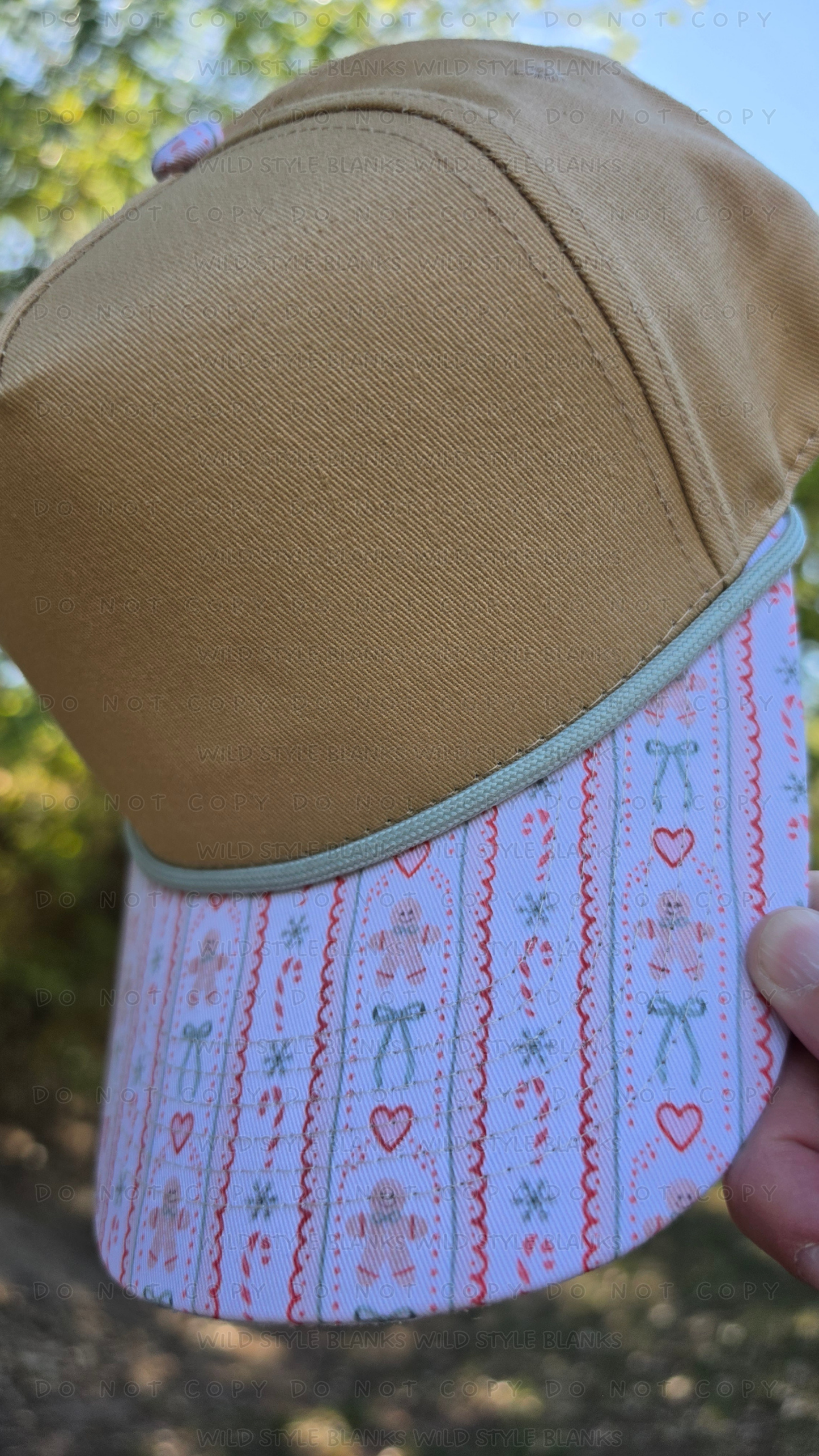 Gingerbread Striped Blank Trucker Hat