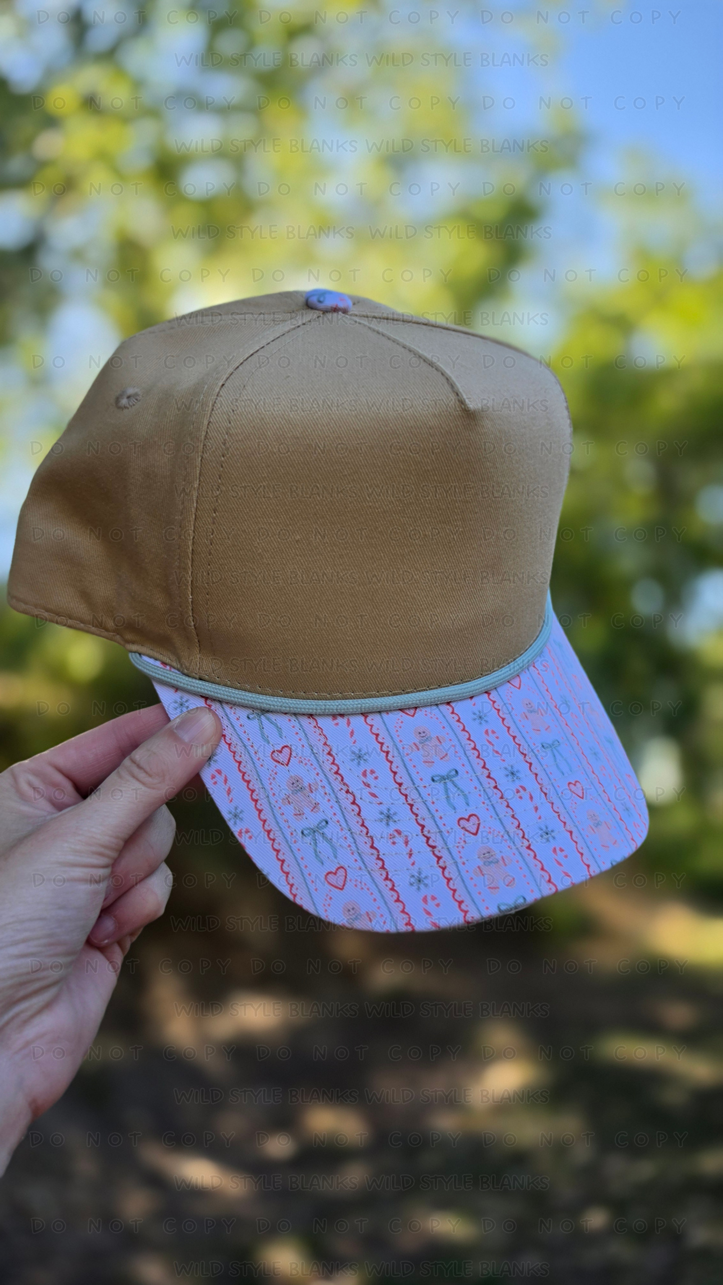 Gingerbread Striped Blank Trucker Hat