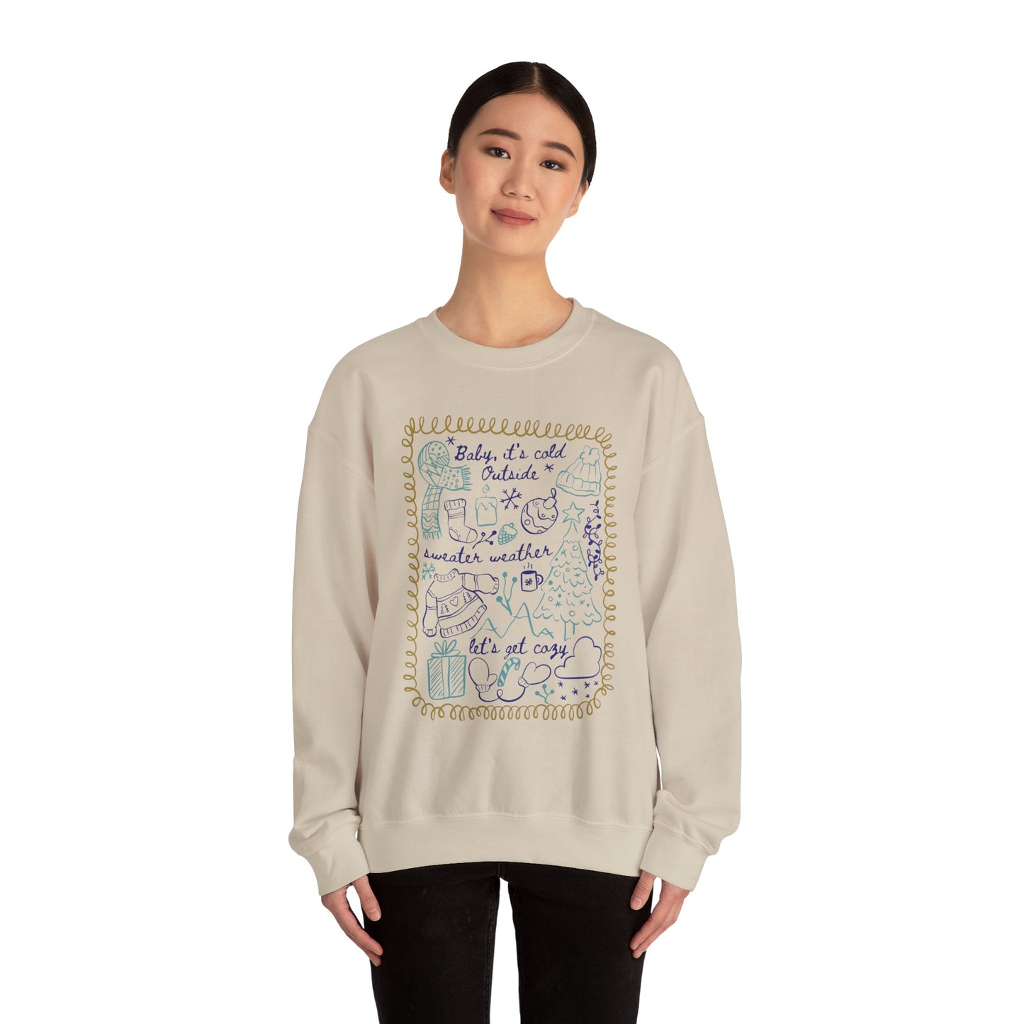 Cozy Winter Doodles Crewneck Sweatshirt
