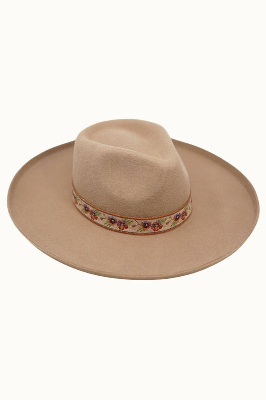 Bailee Banded 100% Wool Felt Pencil Brim Rancher Hat, Pecan