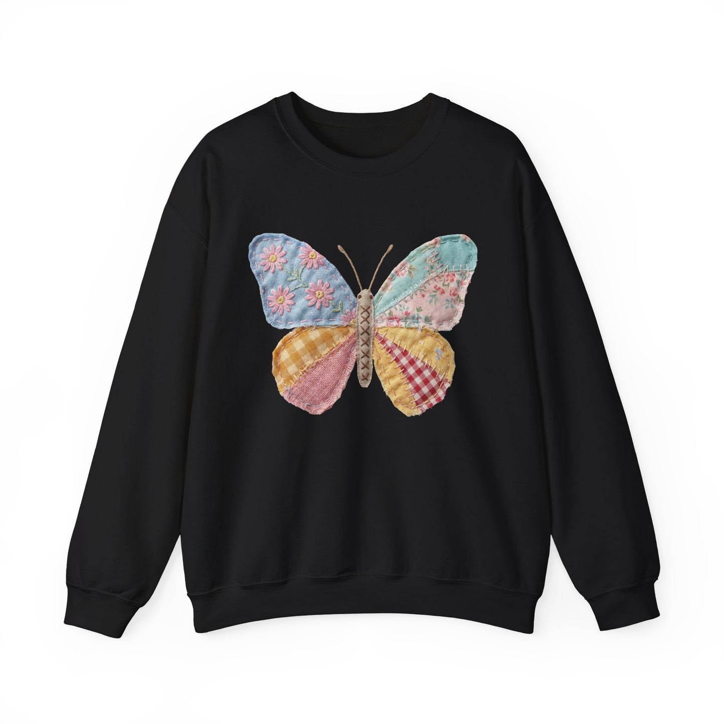 Butterfly Patchwork Crewneck Sweatshirt