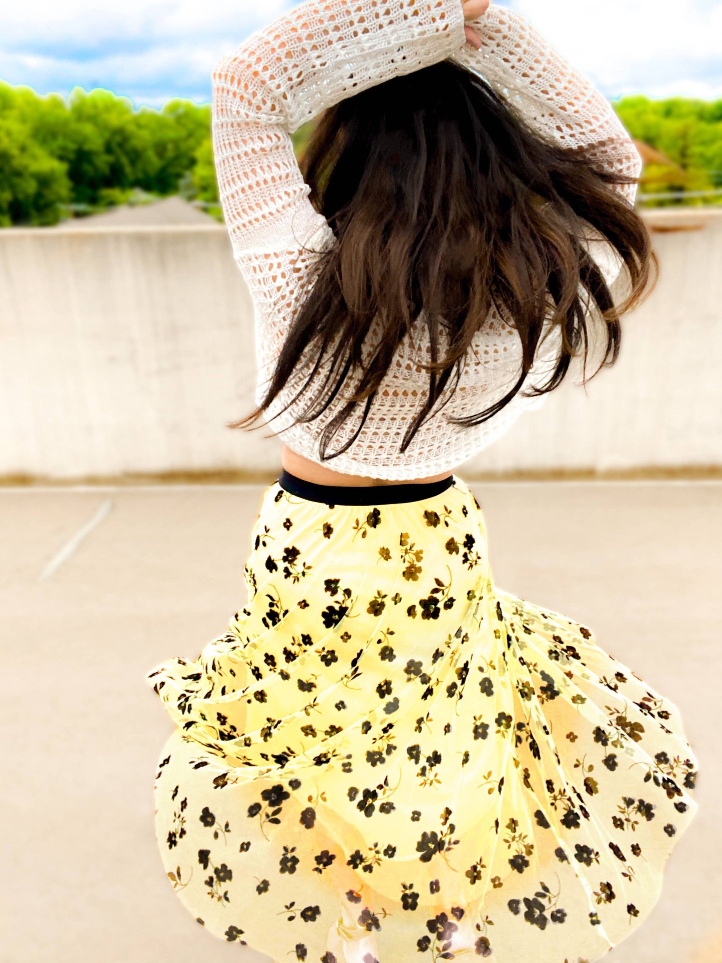 Wide Sleeve Crochet Crop Top