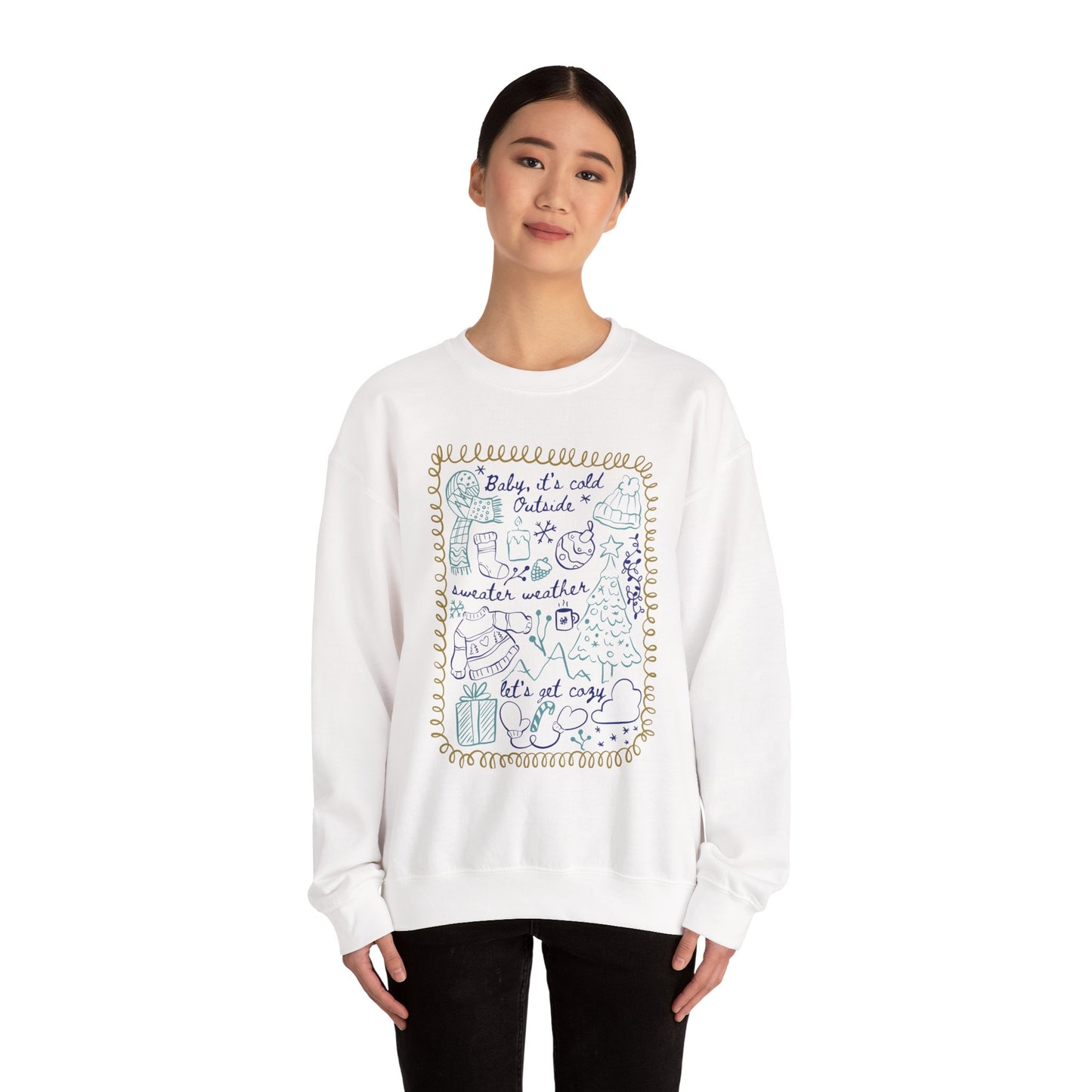 Cozy Winter Doodles Crewneck Sweatshirt