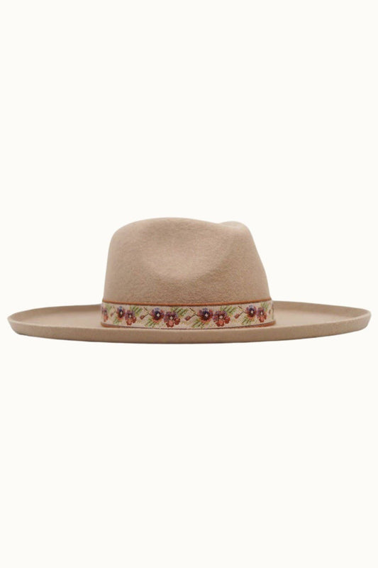 Bailee Banded 100% Wool Felt Pencil Brim Rancher Hat, Pecan