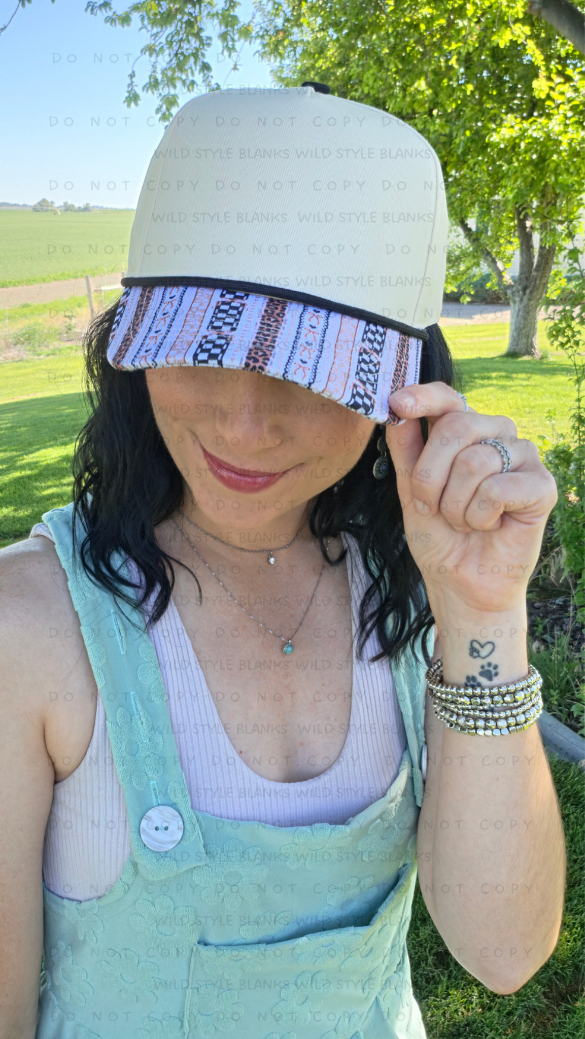 Neutral Stripes Blank Trucker Hat
