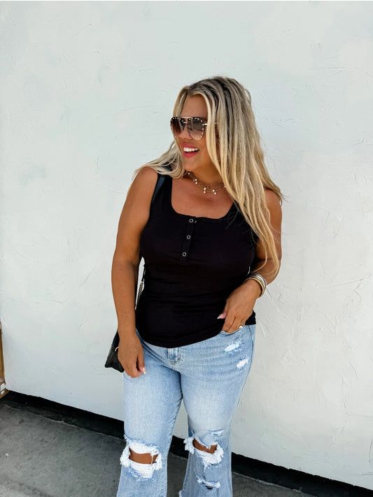 Brandee Snap Henley Tank