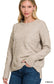 Melange hi-low hem pocket round neck sweater
