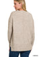 Melange hi-low hem pocket round neck sweater