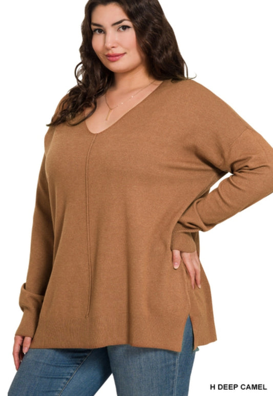 VISCOSE FRONT SEAM SWEATER