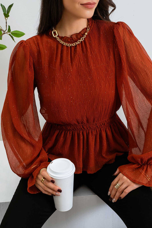 GLITTER GIRL BALLOON SLEEVE TOP