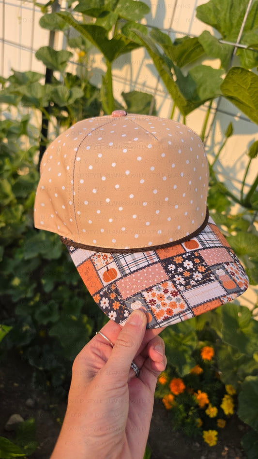 Pumpkin Patchwork Blank Trucker Hat