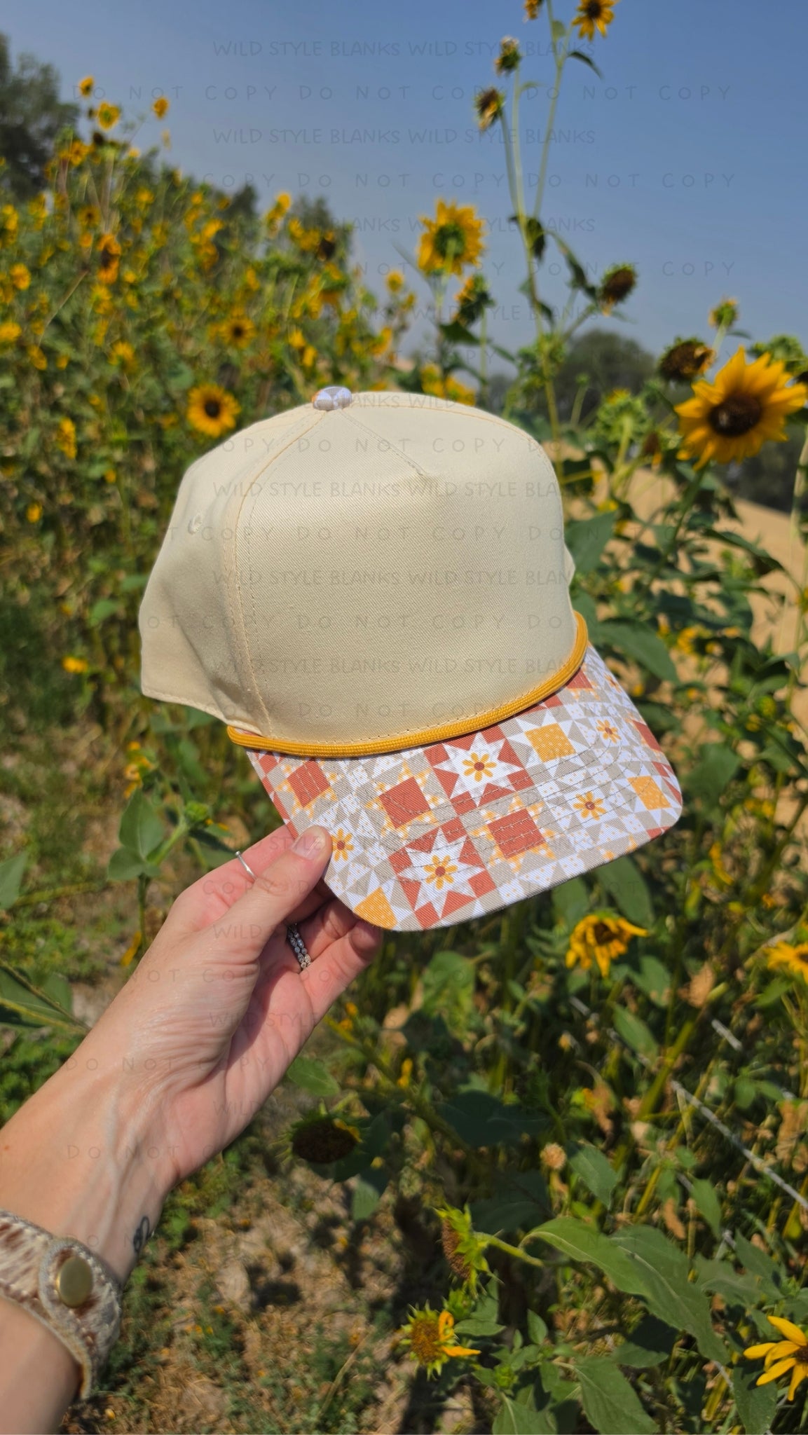 Sunflower Patchwork Blank Trucker Hat