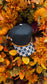 Checkered Jack O' Lantern Blank Trucker Hat