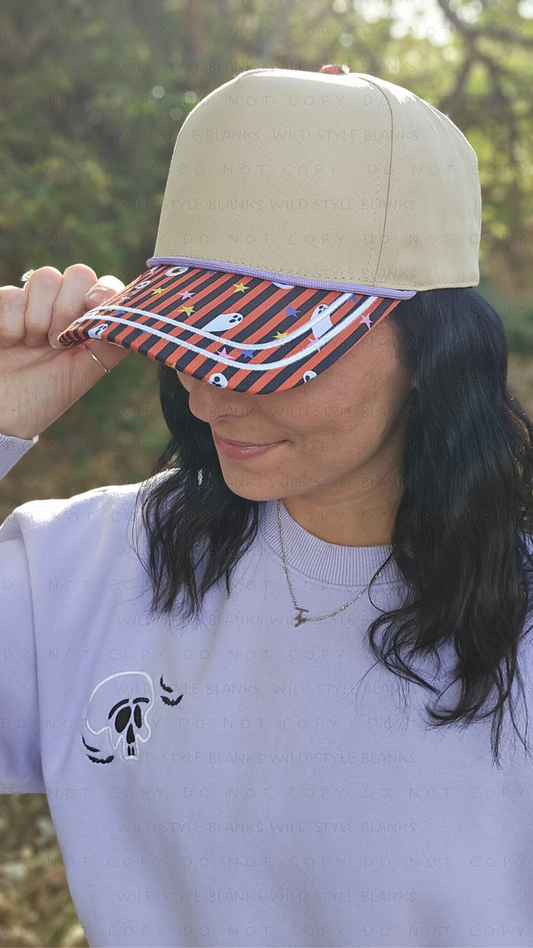 Spooky Striped Blank Trucker Hat
