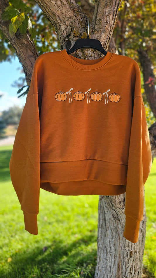Pumpkin Cutie Mid-Length Crewneck Sweatshirt