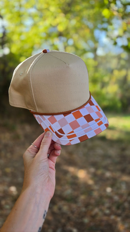 Fall Checkered Blank Trucker Hat