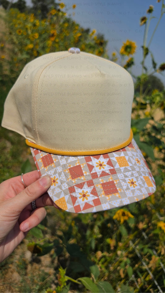 Sunflower Patchwork Blank Trucker Hat