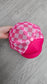 Checkered Foam Trucker Hat Blank - Pink