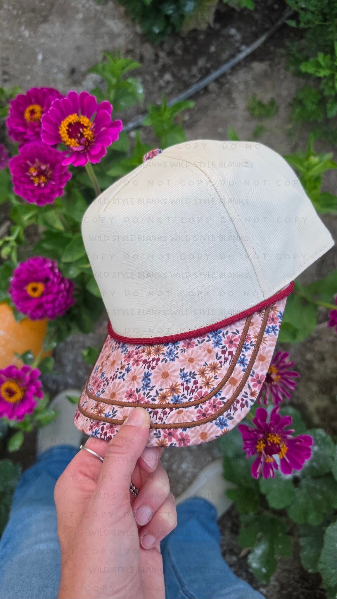 Faded Floral Blank Trucker Hat