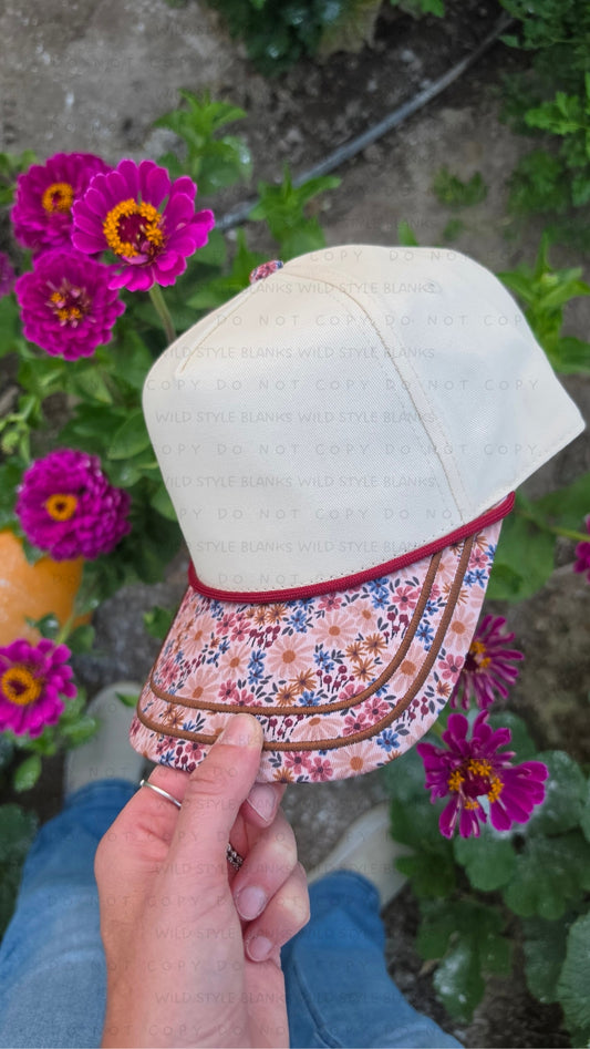 Faded Floral Blank Trucker Hat