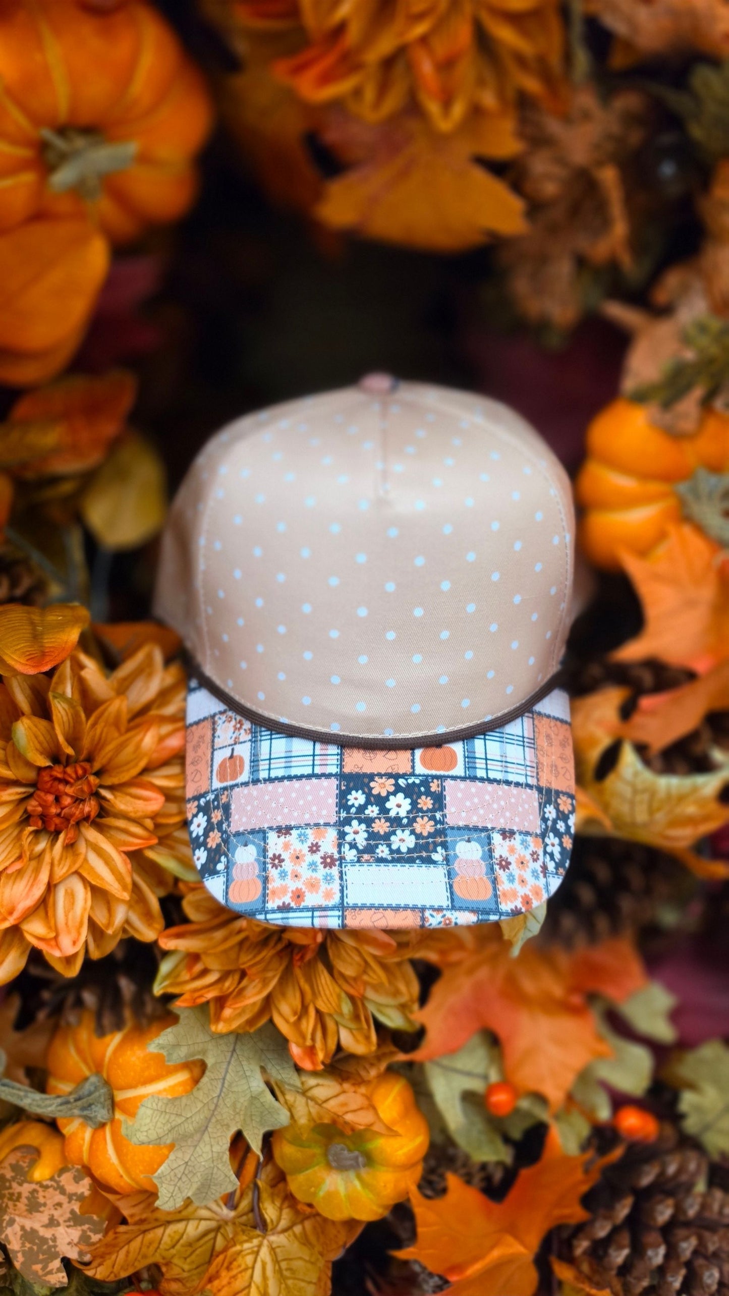 Pumpkin Patchwork Blank Trucker Hat