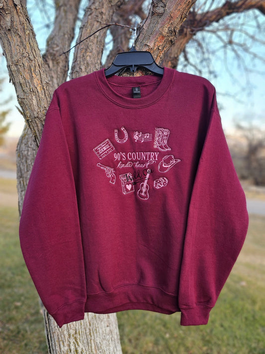*PREORDER* 90's Country Love Embroidered Crewneck