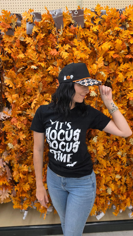 Checkered Jack O' Lantern Blank Trucker Hat