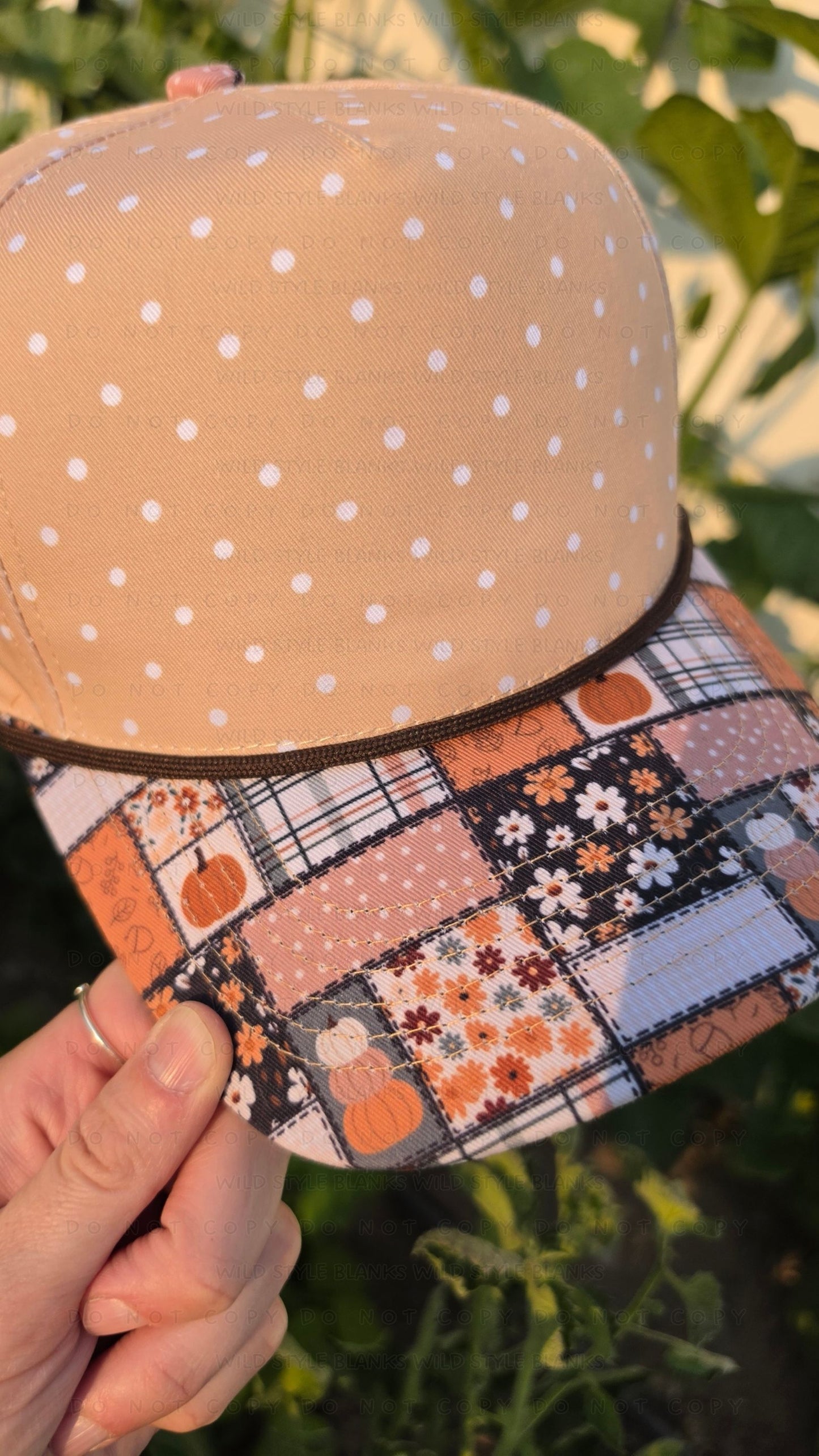 Pumpkin Patchwork Blank Trucker Hat