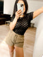Sheer Daisy & Lace Short Sleeve Top
