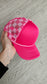 Checkered Foam Trucker Hat Blank - Pink