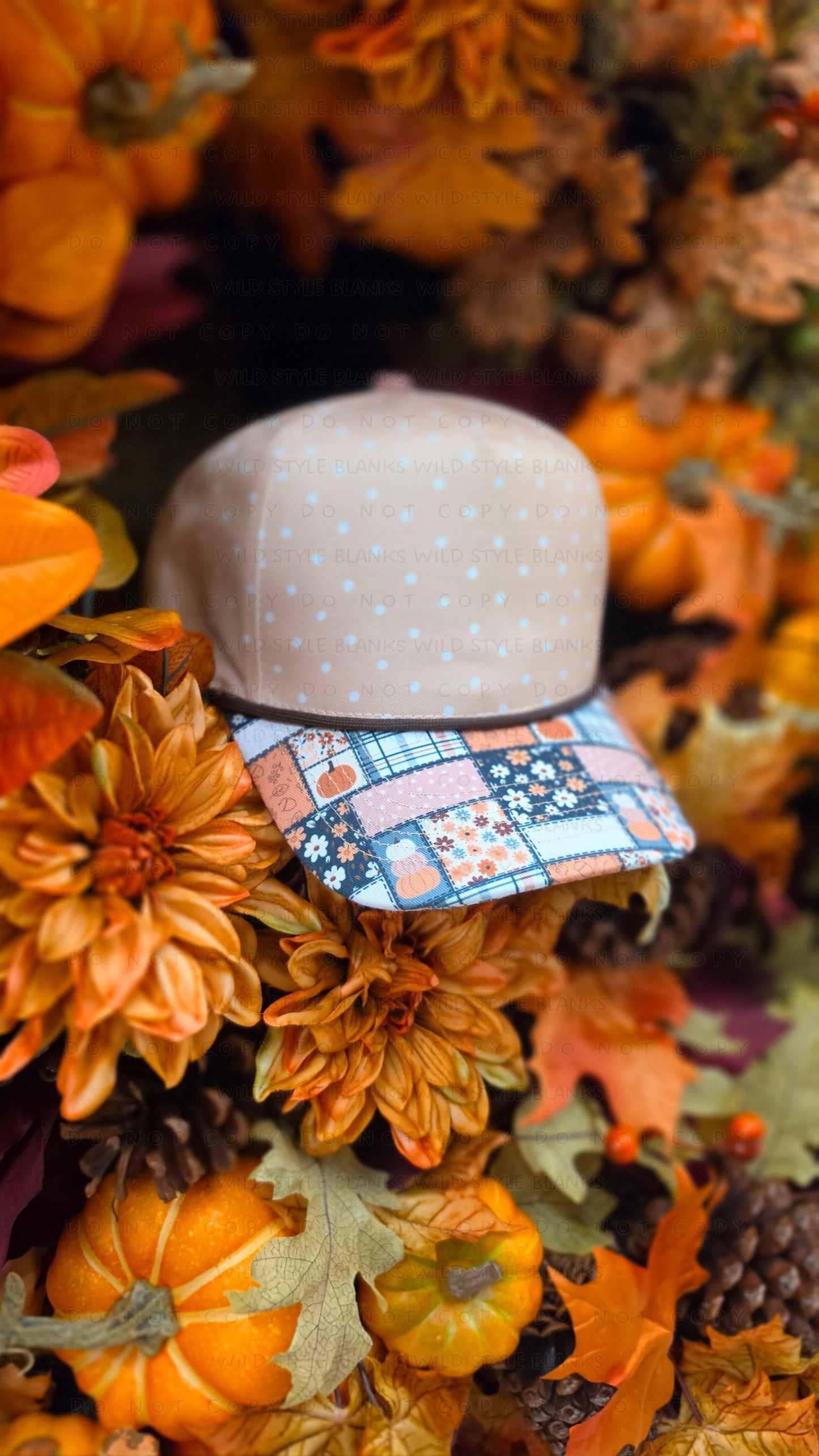 Pumpkin Patchwork Blank Trucker Hat