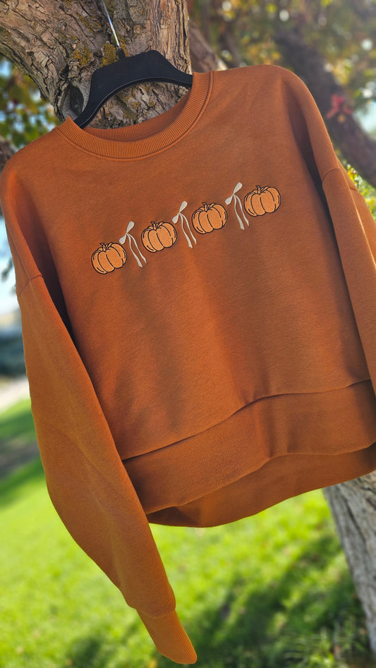 Pumpkin Cutie Mid-Length Crewneck Sweatshirt