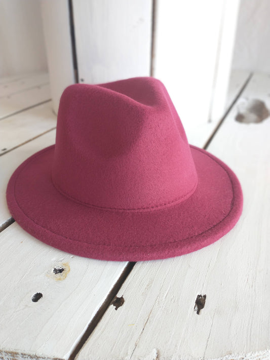 Kids Felt Fedora in Cranberry