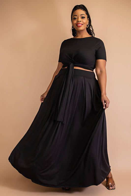 'Fancy Like' Black Maxi Skirt Set
